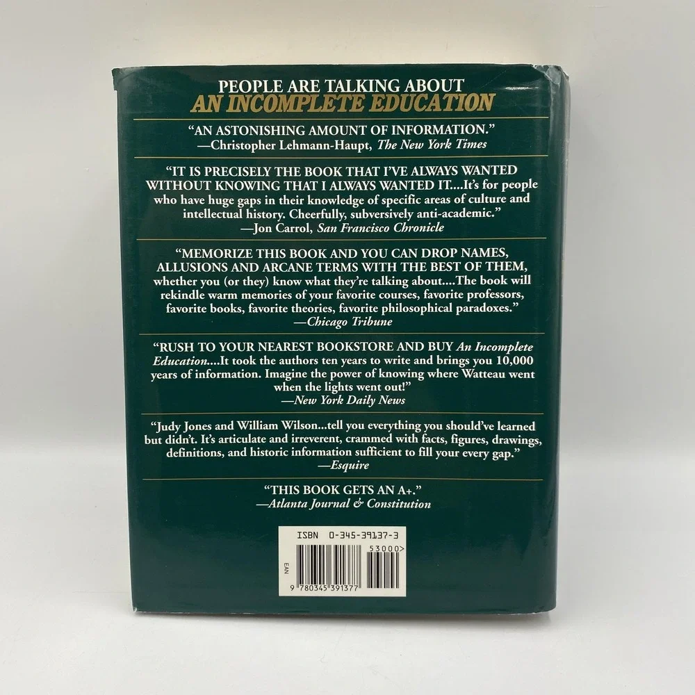 Vintage An Incomplete Education Jones Wilson Reference Hardcover 1995 Updated‎